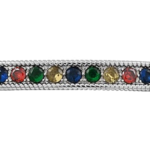 Multi Color Simulated Diamond Bolo Bracelet in Stainless Steel 9.00 ctw , Tarnish-Free, Waterproof, Sweat Proof Jewelry