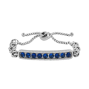 Blue Simulated Diamond Bolo Bracelet in Stainless Steel 9.00 ctw , Tarnish-Free, Waterproof, Sweat Proof Jewelry