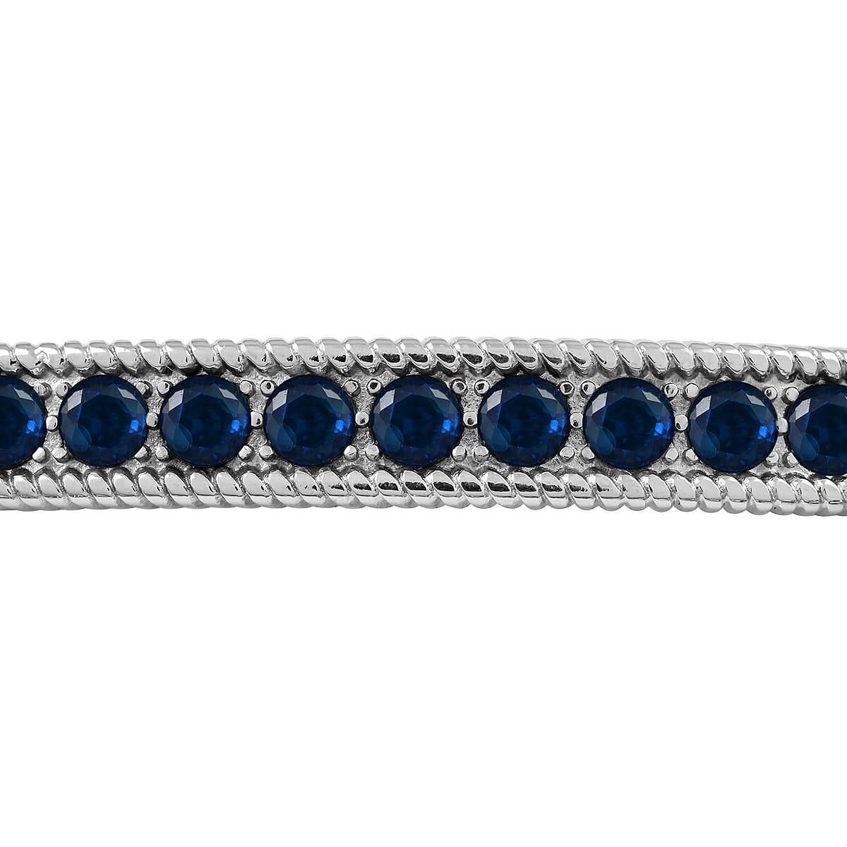 Blue Simulated Diamond Bolo Bracelet in Stainless Steel 9.00 ctw , Tarnish-Free, Waterproof, Sweat Proof Jewelry image number 2