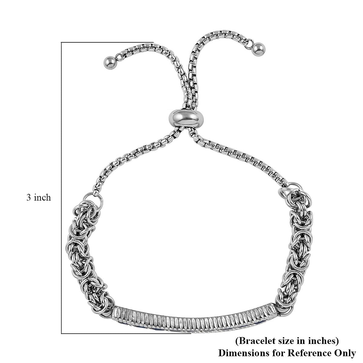 Blue Simulated Diamond Bolo Bracelet in Stainless Steel 9.00 ctw , Tarnish-Free, Waterproof, Sweat Proof Jewelry image number 4