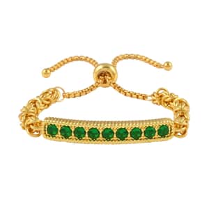 Green Simulated Diamond Bolo Bracelet in ION Plated YG Stainless Steel 9.00 ctw , Tarnish-Free, Waterproof, Sweat Proof Jewelry