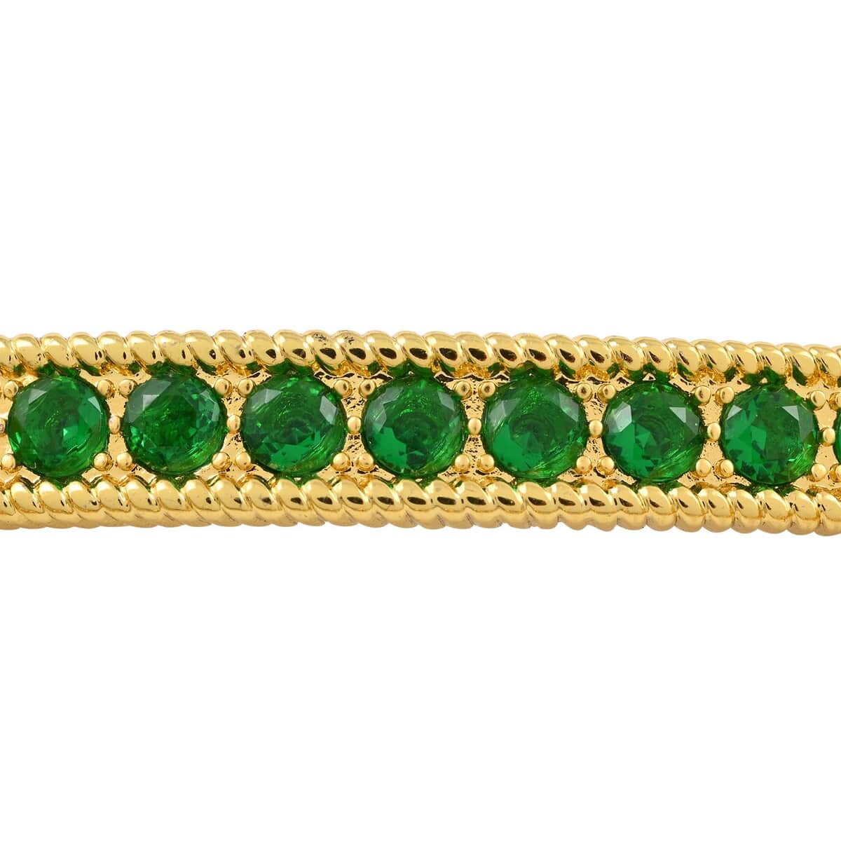 Green Simulated Diamond Bolo Bracelet in ION Plated YG Stainless Steel 9.00 ctw , Tarnish-Free, Waterproof, Sweat Proof Jewelry image number 2