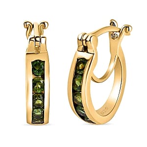 Chrome Tourmaline 0.80 ctw Earrings in 18K Vermeil Yellow Gold Over Sterling Silver
