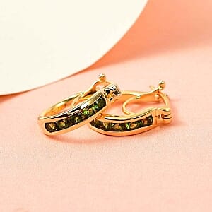 Chrome Tourmaline 0.80 ctw Earrings in 18K Vermeil Yellow Gold Over Sterling Silver