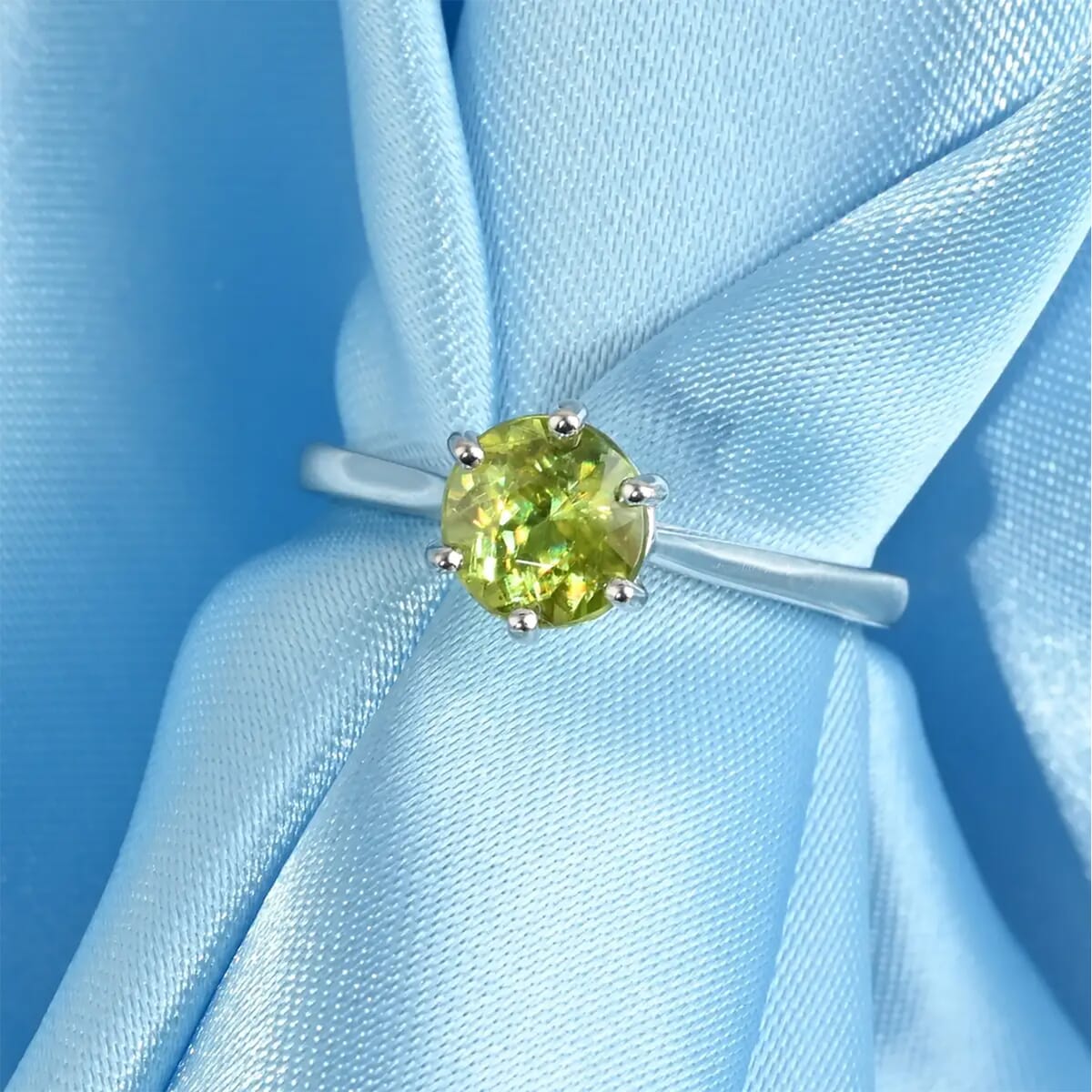 Certified & Appraised Rhapsody AAAA Sava Sphene 1.50 ctw Solitaire Ring in 950 Platinum (Size 6.0) 4.65 Grams image number 1