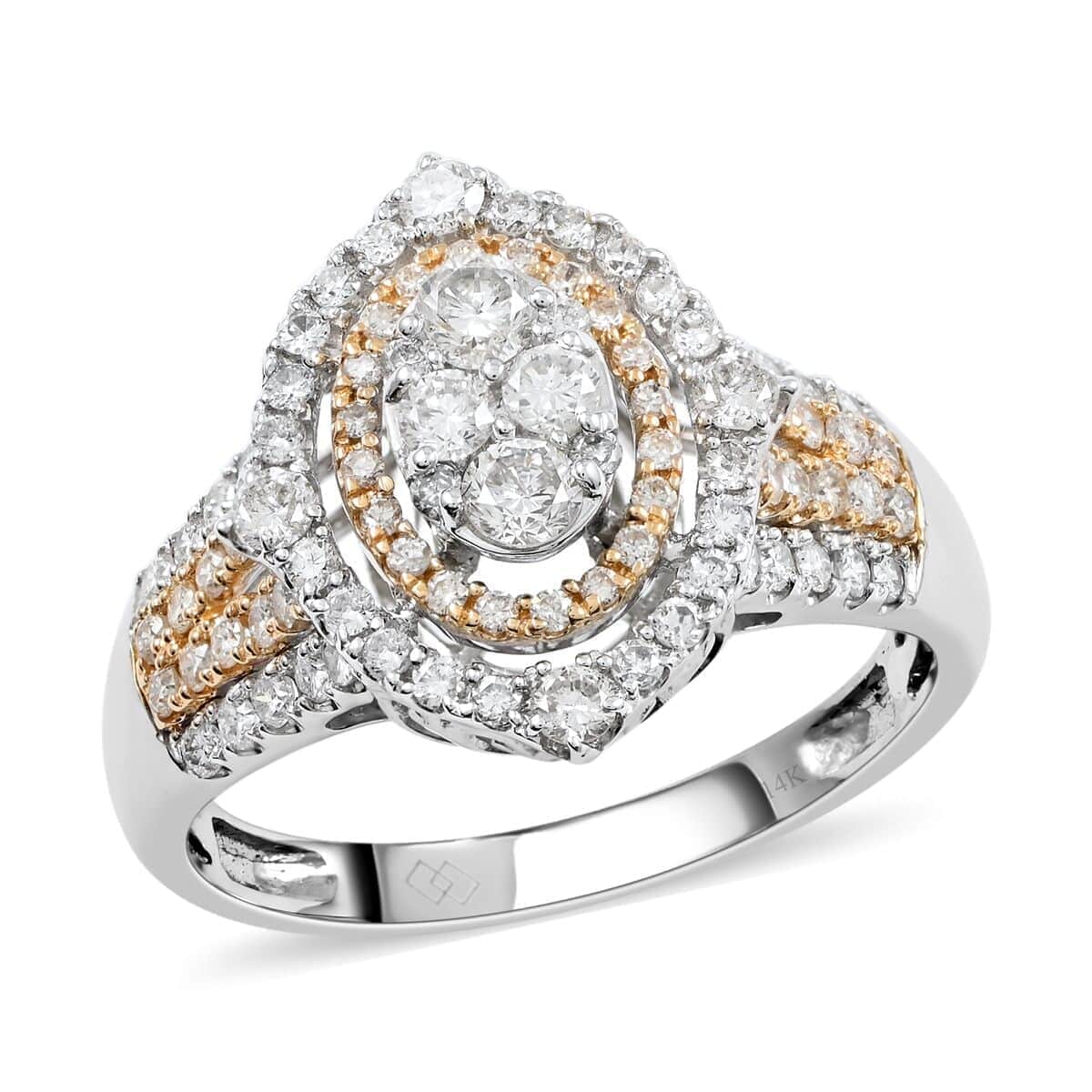 NY Closeout 14K Yellow & White Gold Natural Yellow and White Diamond SI Fancy Ring (Size 6.0) 4.95 Grams 1.65 ctw image number 0