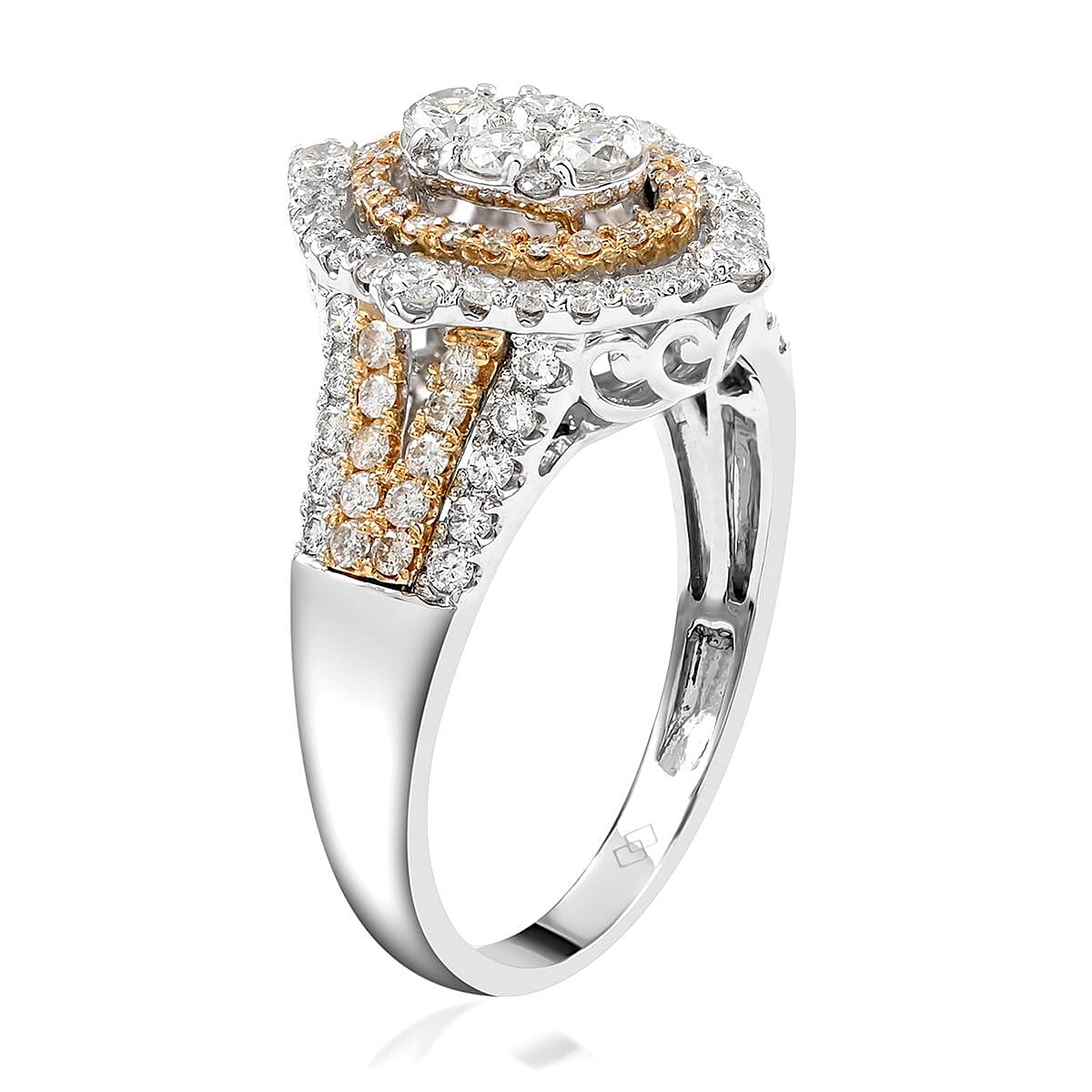 NY Closeout 14K Yellow & White Gold Natural Yellow and White Diamond SI Fancy Ring (Size 6.0) 4.95 Grams 1.65 ctw