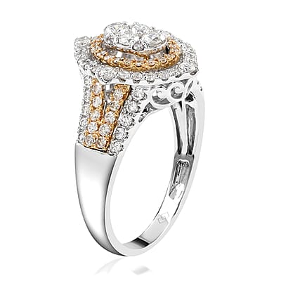 NY Closeout 14K Yellow & White Gold Natural Yellow and White Diamond SI Fancy Ring (Size 6.0) 4.95 Grams 1.65 ctw