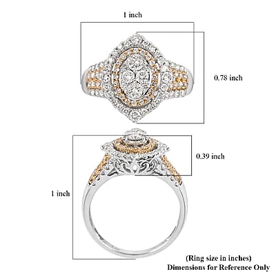 NY Closeout 14K Yellow & White Gold Natural Yellow and White Diamond SI Fancy Ring (Size 6.0) 4.95 Grams 1.65 ctw