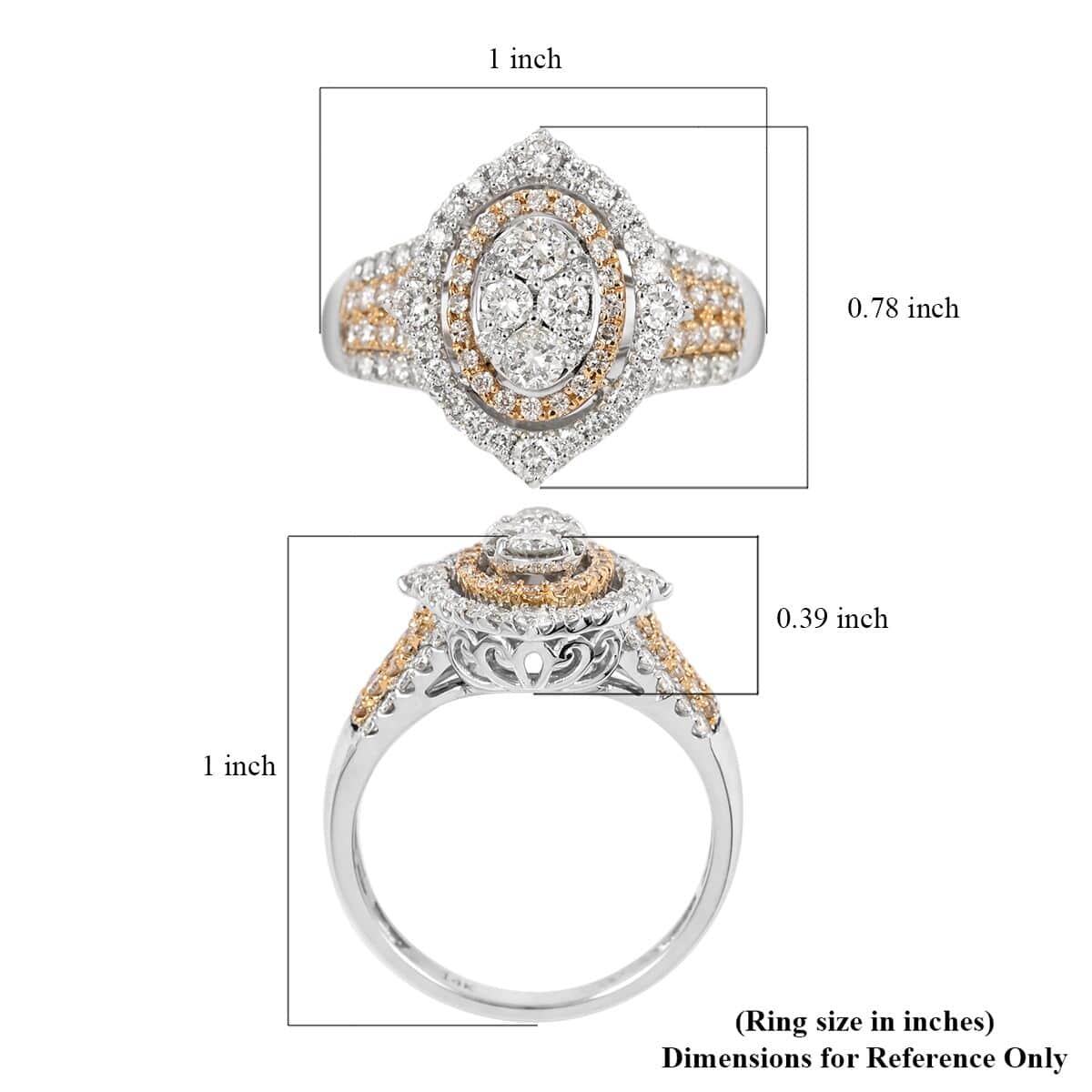 NY Closeout 14K Yellow & White Gold Natural Yellow and White Diamond SI Fancy Ring (Size 6.0) 4.95 Grams 1.65 ctw image number 5