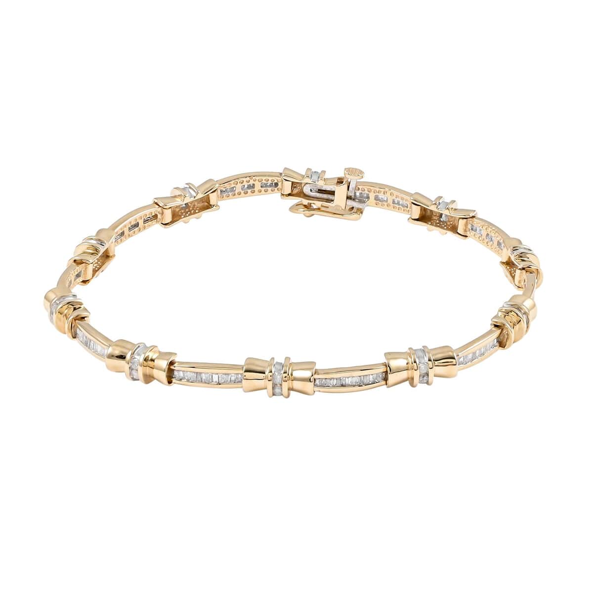 NY Closeout 14K Yellow Gold Diamond Tennis Bracelet (7.50 In) 15.10 Grams 1.00 ctw image number 0