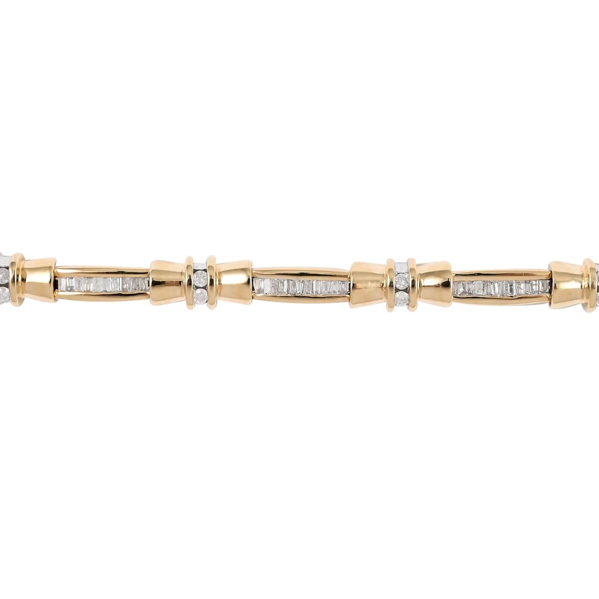 NY Closeout 14K Yellow Gold Diamond Tennis Bracelet (7.50 In) 15.10 Grams 1.00 ctw image number 2