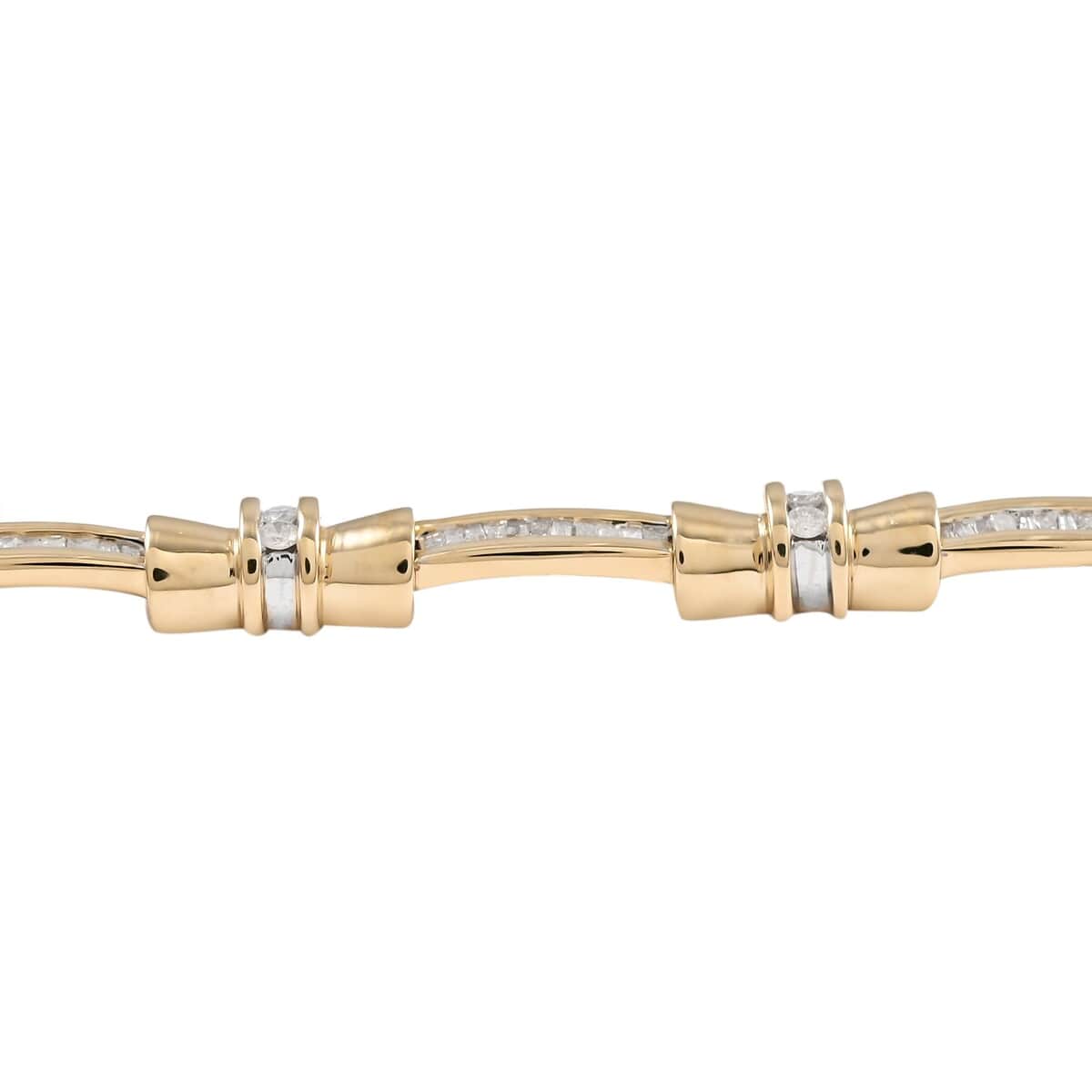 NY Closeout 14K Yellow Gold Diamond Tennis Bracelet (7.50 In) 15.10 Grams 1.00 ctw image number 3