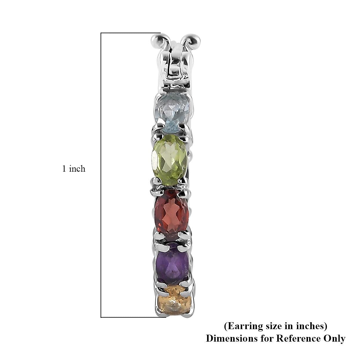 Multi Gemstone Inside Out Hoop Earrings in Stainless Steel 7.85 ctw