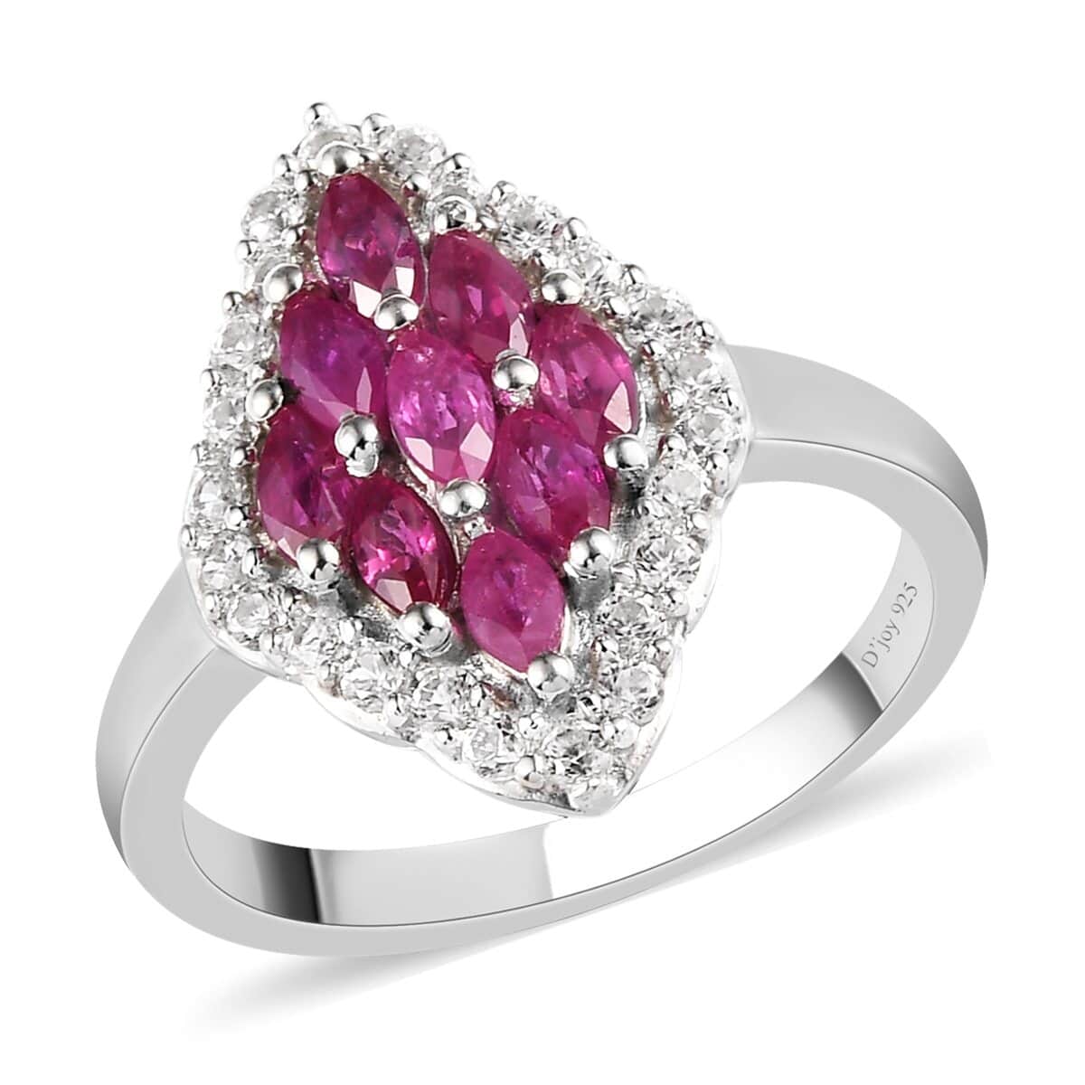 Premium Montepuez Ruby and Natural White Zircon Ring in Platinum Over Sterling Silver 1.20 ctw image number 0