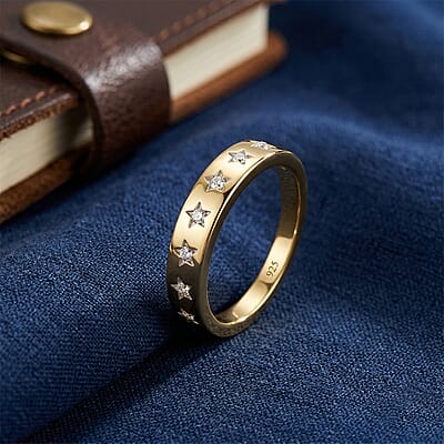 Diamond 0.10 ctw Ring in Vermeil Yellow Gold Over Sterling Silver (Size 5.5)