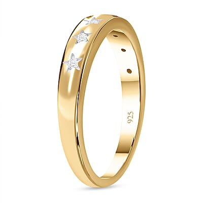 Diamond 0.10 ctw Ring in Vermeil Yellow Gold Over Sterling Silver (Size 5.5)