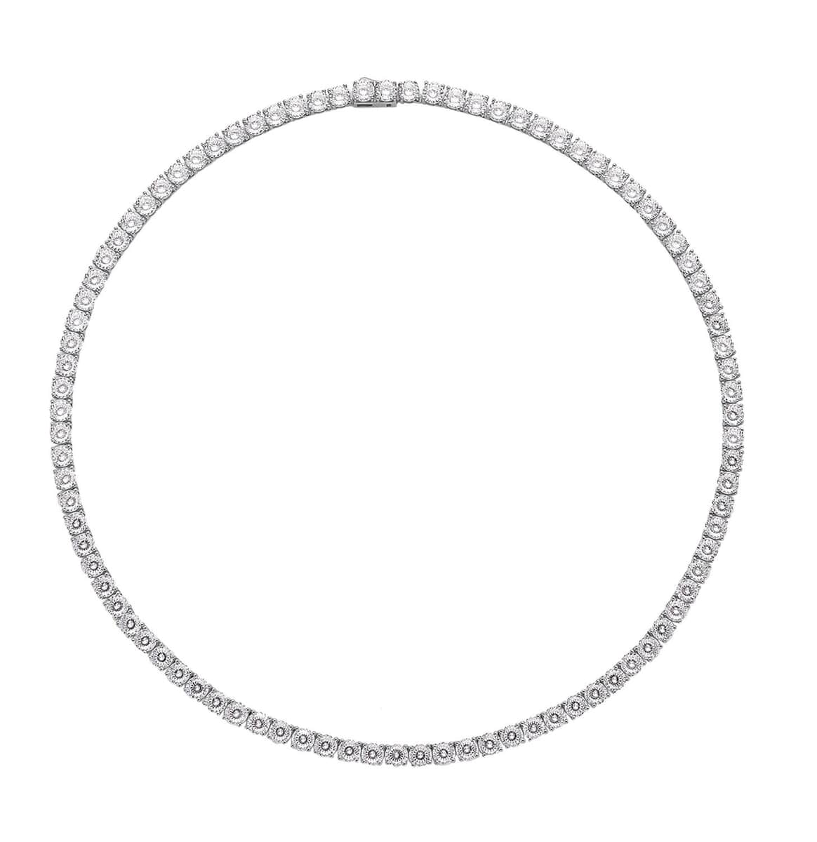 Moissanite Tennis Necklace in Rhodium Over Sterling Silver , Sterling Silver Necklace, Moissanite Necklace, Line Necklace 18 Inches 39.10 ctw image number 0