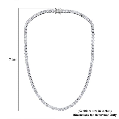 D'Joy Moissanite Tennis Necklace in Rhodium Over Sterling Silver , Sterling Silver Necklace, Moissanite Necklace, Line Necklace 18 Inches 39.10 ctw