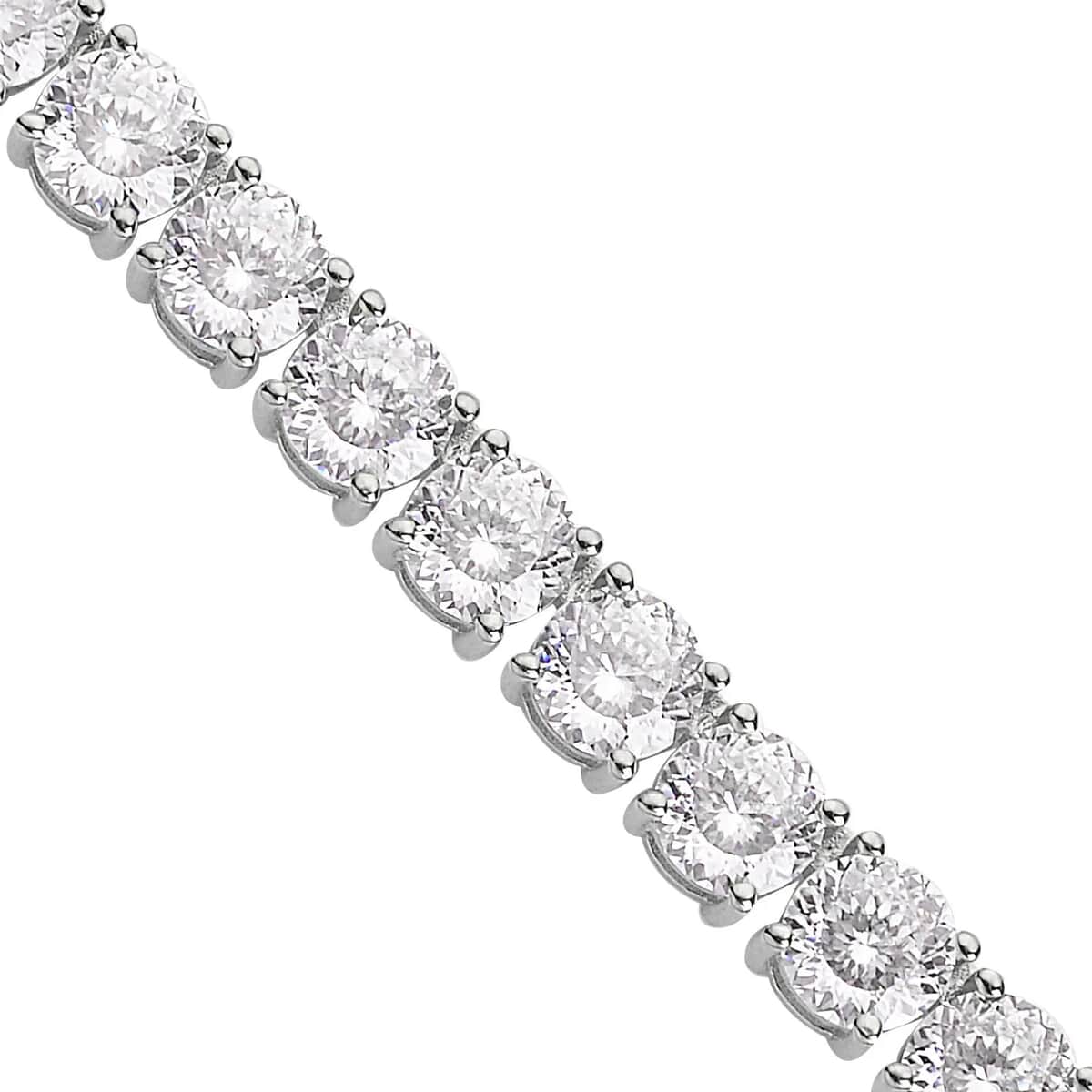 Doorbuster Moissanite Tennis Necklace 18 Inches in Rhodium Over Sterling Silver 24.15 Grams 39.10 ctw image number 5