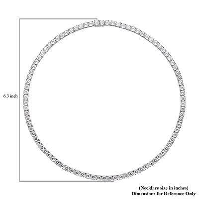 D'Joy Moissanite Tennis Necklace in Rhodium Over Sterling Silver , Sterling Silver Necklace, Moissanite Necklace, Line Necklace 18 Inches 39.10 ctw