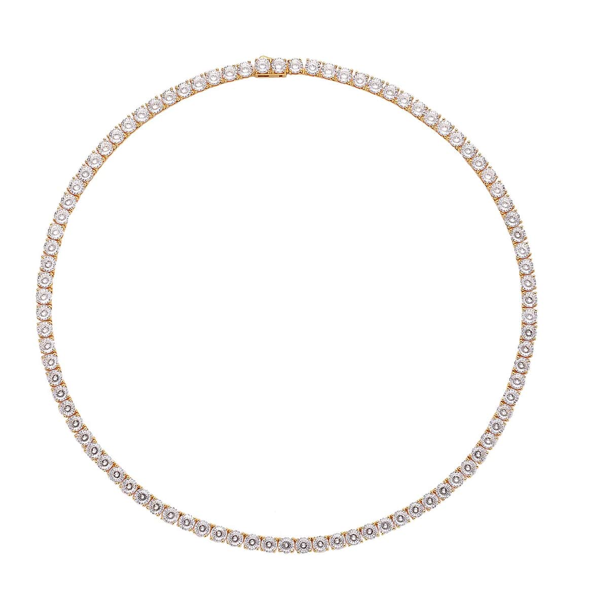 Moissanite 39.10 ctw Tennis Necklace in Vermeil Yellow Gold Over Sterling Silver , Sterling Silver Necklace, Moissanite Necklace, Line Necklace 18 Inches image number 0