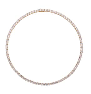 Moissanite 39.10 ctw Tennis Necklace in Vermeil Yellow Gold Over Sterling Silver , Sterling Silver Necklace, Moissanite Necklace, Line Necklace 18 Inches