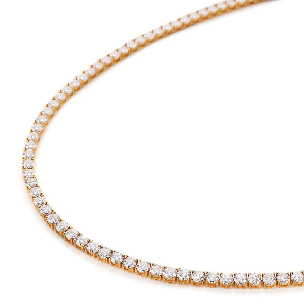 Moissanite 39.10 ctw Tennis Necklace in Vermeil Yellow Gold Over Sterling Silver , Sterling Silver Necklace, Moissanite Necklace, Line Necklace 18 Inches image number 4