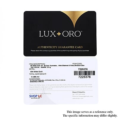 Luxoro 10K White Gold Premium Bi-Color Tourmaline and G-H I3 Diamond Necklace 18 Inches 11.50 ctw