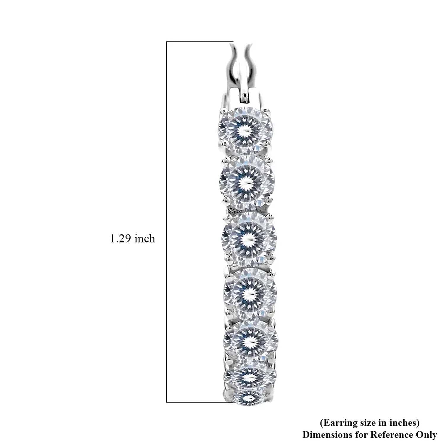 Moissanite 12.80 ctw Earrings in Rhodium Over Sterling Silver, Inside Out Hoop, Silver Hoops For Women