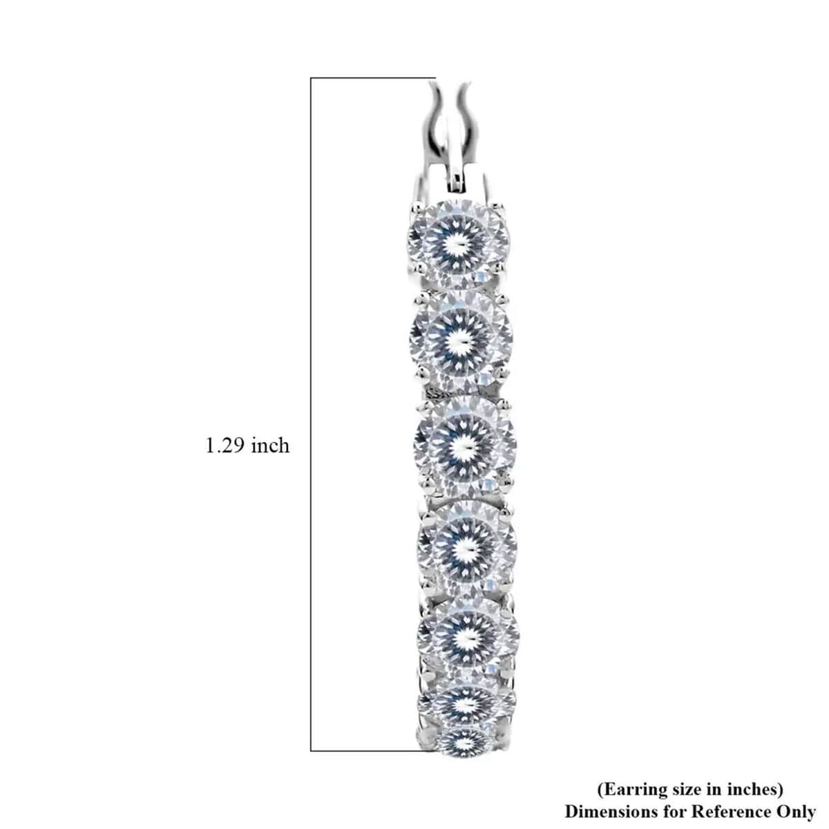 Moissanite Earrings in Rhodium Over Sterling Silver, Inside Out Hoop, Silver Hoops For Women 12.80 ctw image number 6
