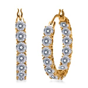 Moissanite 12.80 ctw Earrings in Vermeil YG Over Sterling Silver, Inside Out Hoop, Silver Hoops For Women