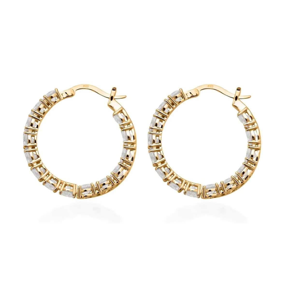 Moissanite 12.80 ctw Earrings in Vermeil YG Over Sterling Silver, Inside Out Hoop, Silver Hoops For Women image number 5