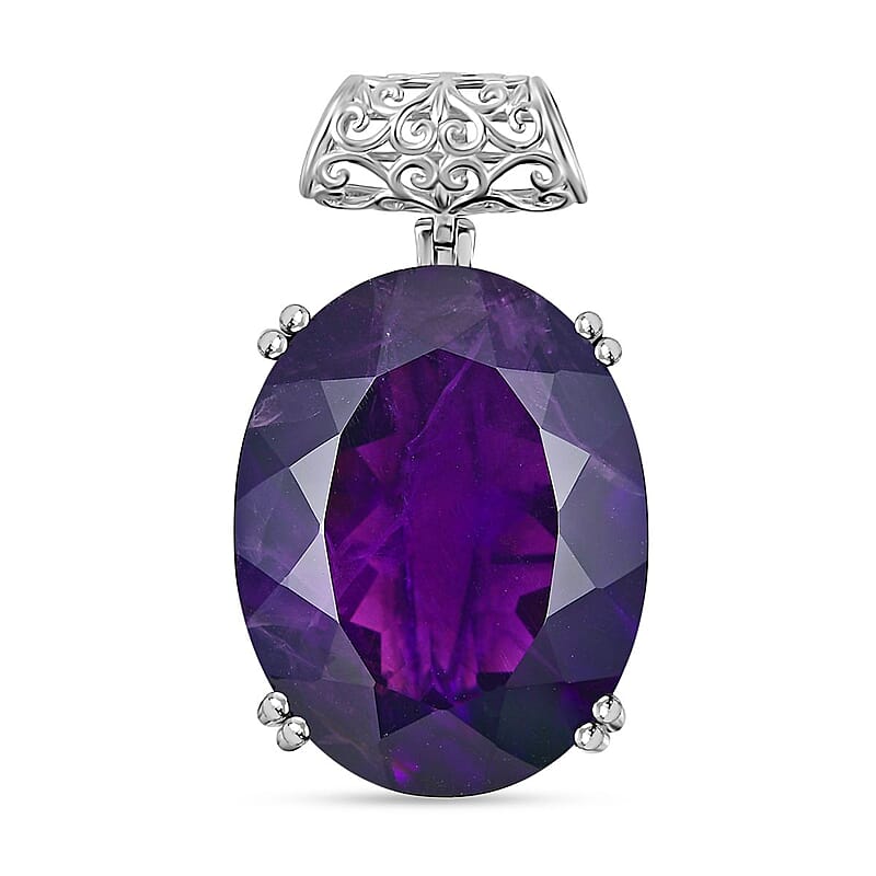 African Amethyst Pendant in Platinum Over Sterling Silver 53.80 ctw