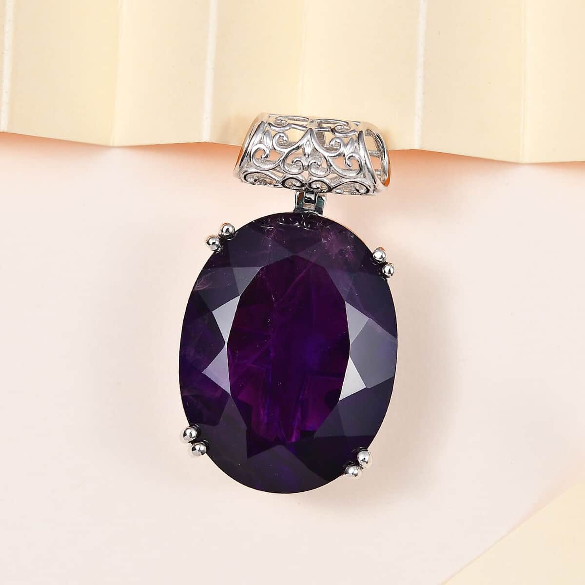 African Amethyst Pendant in Platinum Over Sterling Silver 53.80 ctw image number 1
