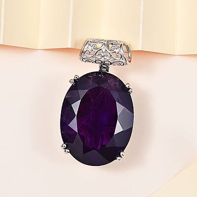 African Amethyst Pendant in Platinum Over Sterling Silver 53.80 ctw