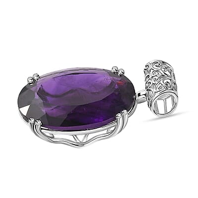 African Amethyst Pendant in Platinum Over Sterling Silver 53.80 ctw
