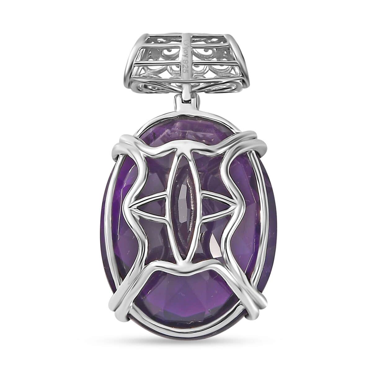 African Amethyst Pendant in Platinum Over Sterling Silver 53.80 ctw image number 4