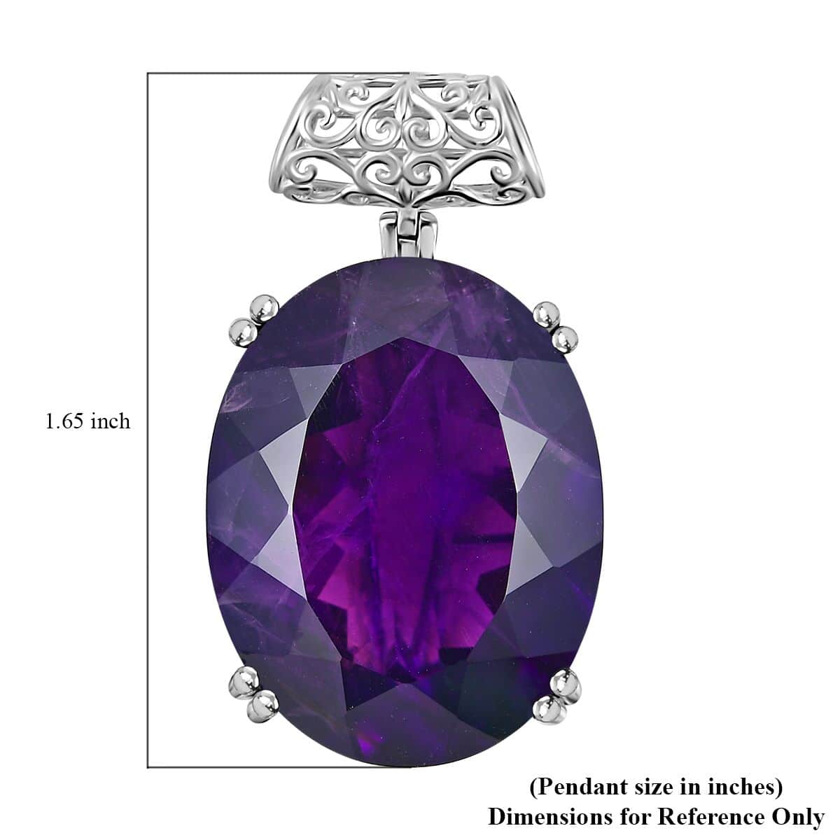 African Amethyst Pendant in Platinum Over Sterling Silver 53.80 ctw image number 5