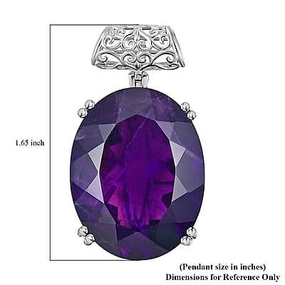 African Amethyst Pendant in Platinum Over Sterling Silver 53.80 ctw