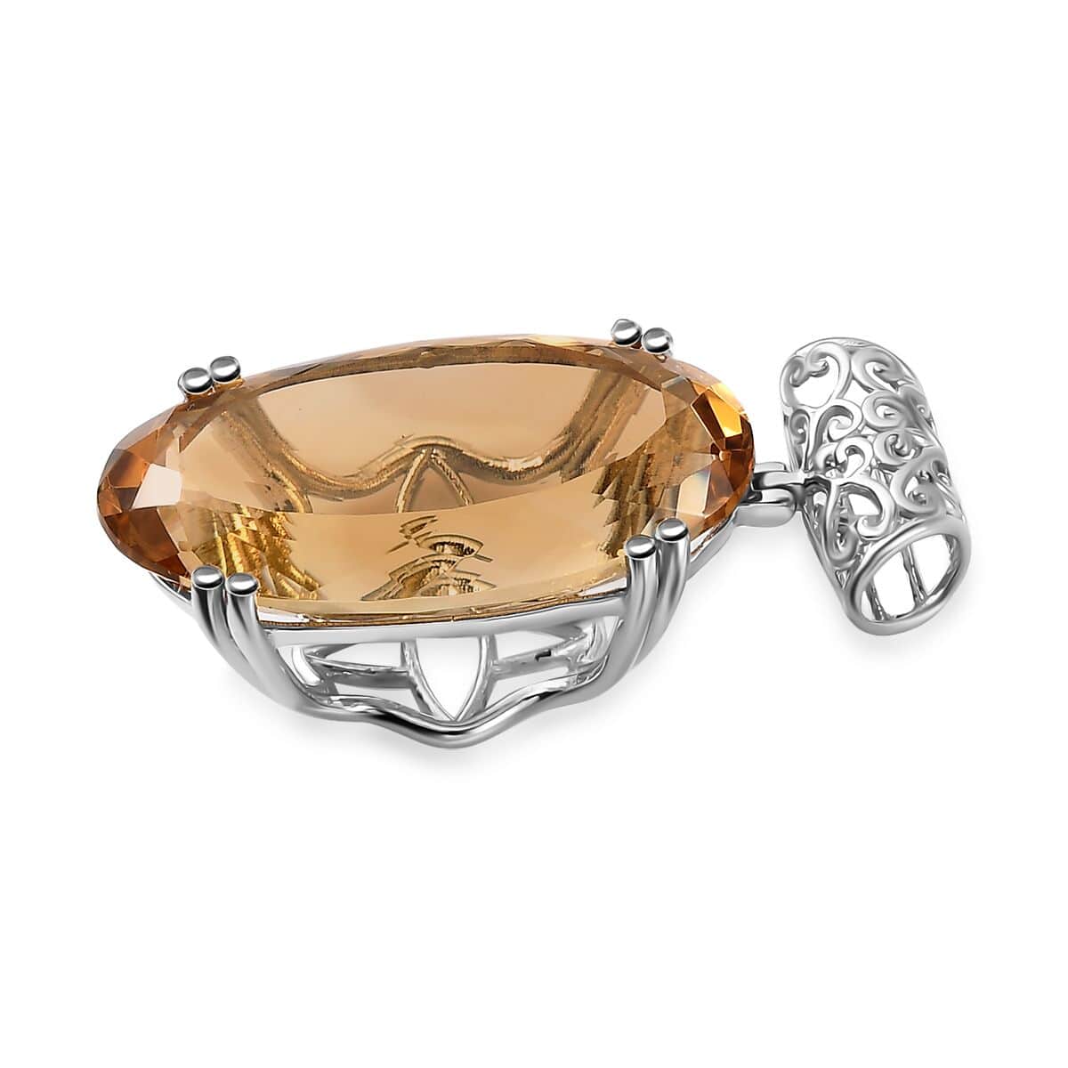 Brazilian Citrine Pendant in Platinum Over Sterling Silver 51.30 ctw image number 3