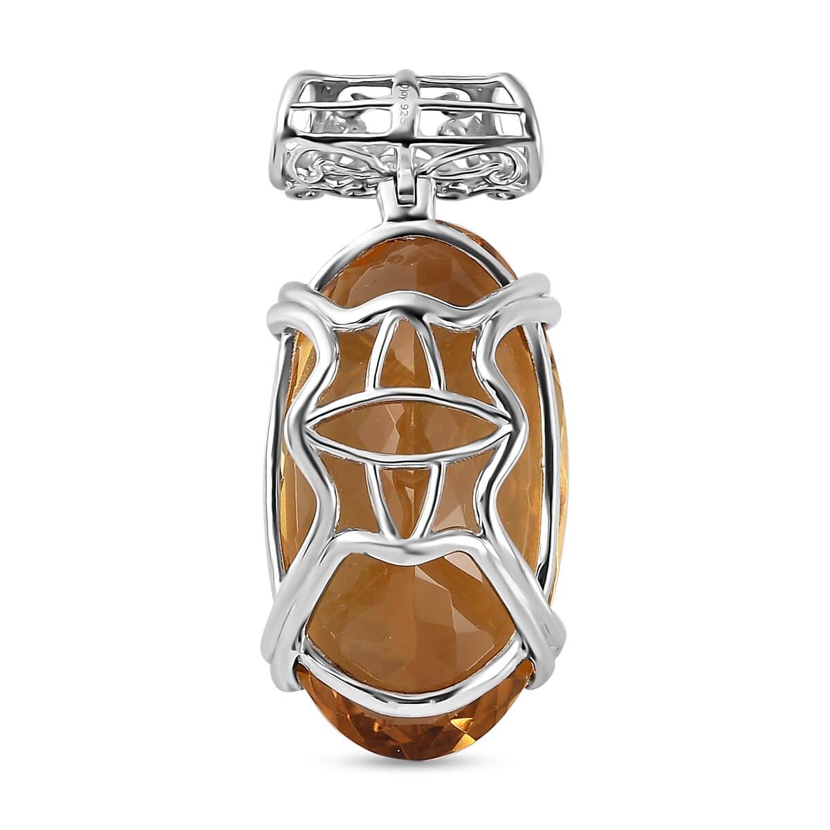 Brazilian Citrine Pendant in Platinum Over Sterling Silver 51.30 ctw image number 4
