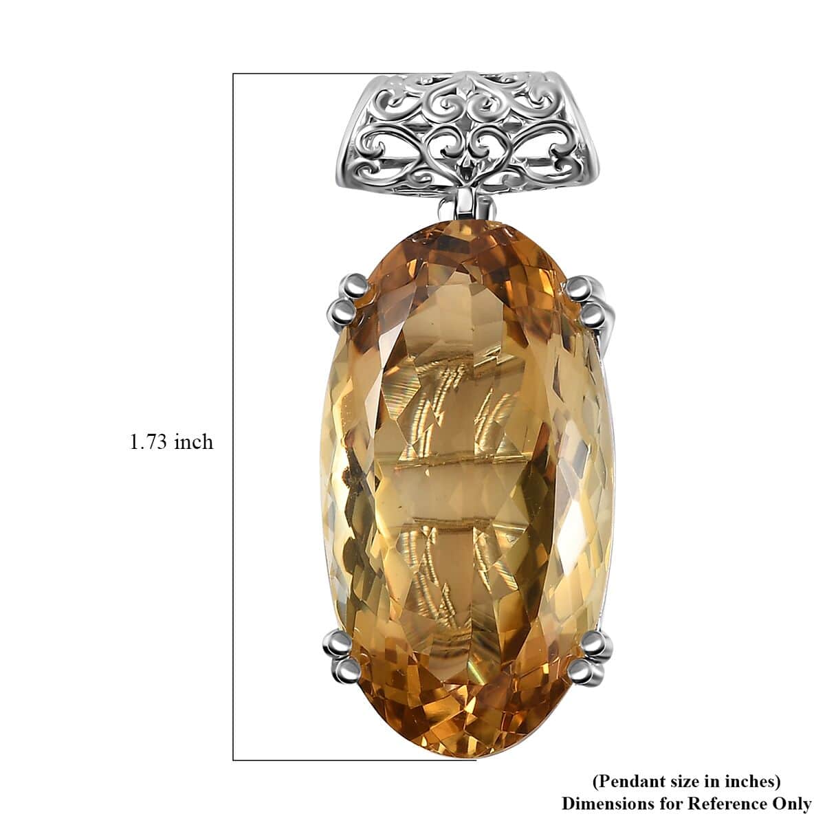 Brazilian Citrine Pendant in Platinum Over Sterling Silver 51.30 ctw image number 5