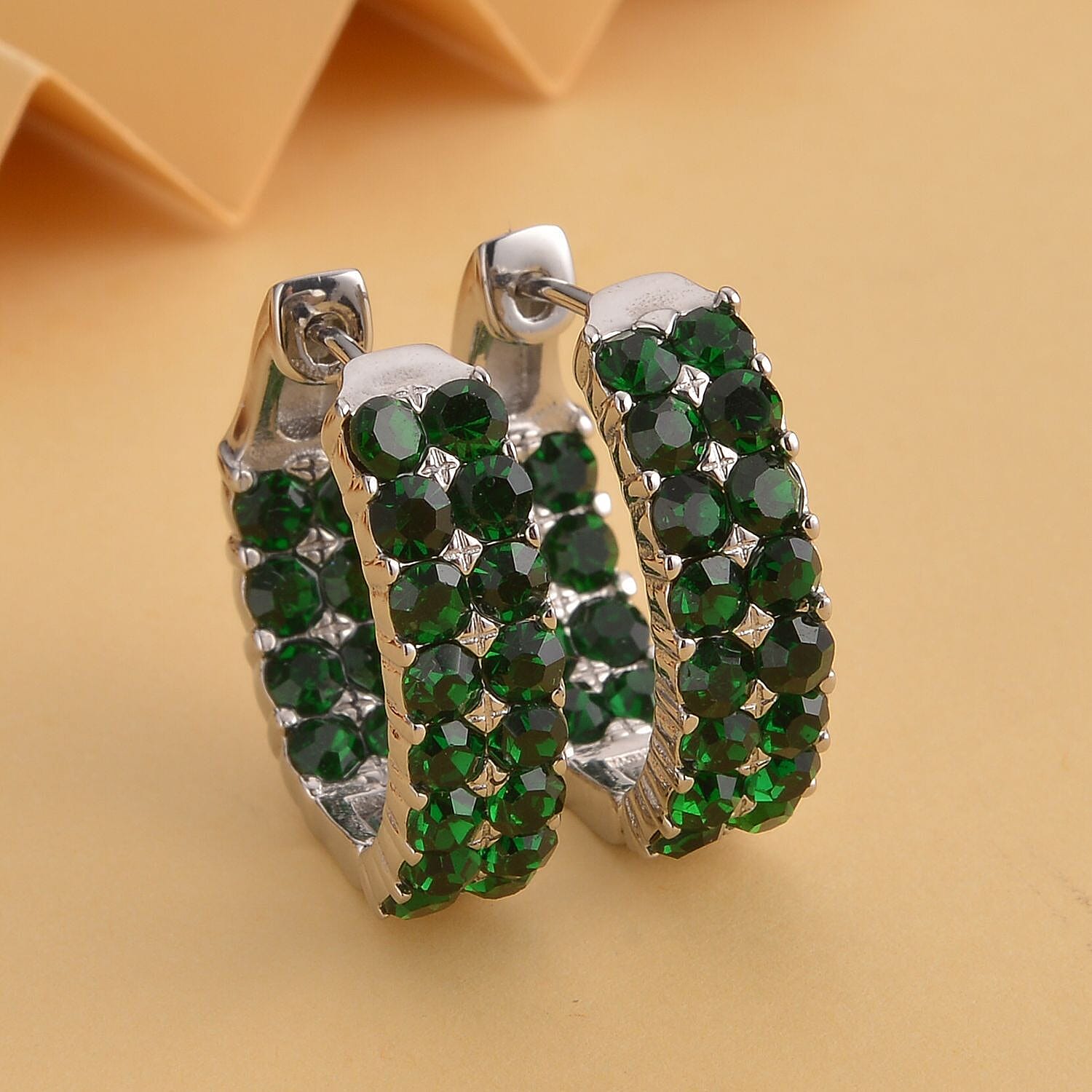 Neon Green Austrian Crystal Earrings in Stainless Steel