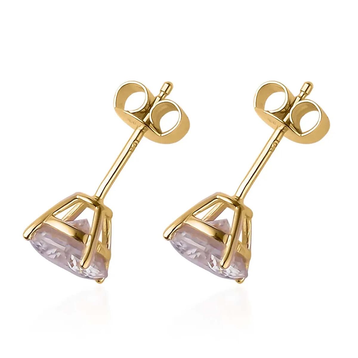 Doorbuster LUXORO 10K Yellow Gold 120 Facet Moissanite Stud Earrings 2.40 ctw image number 5