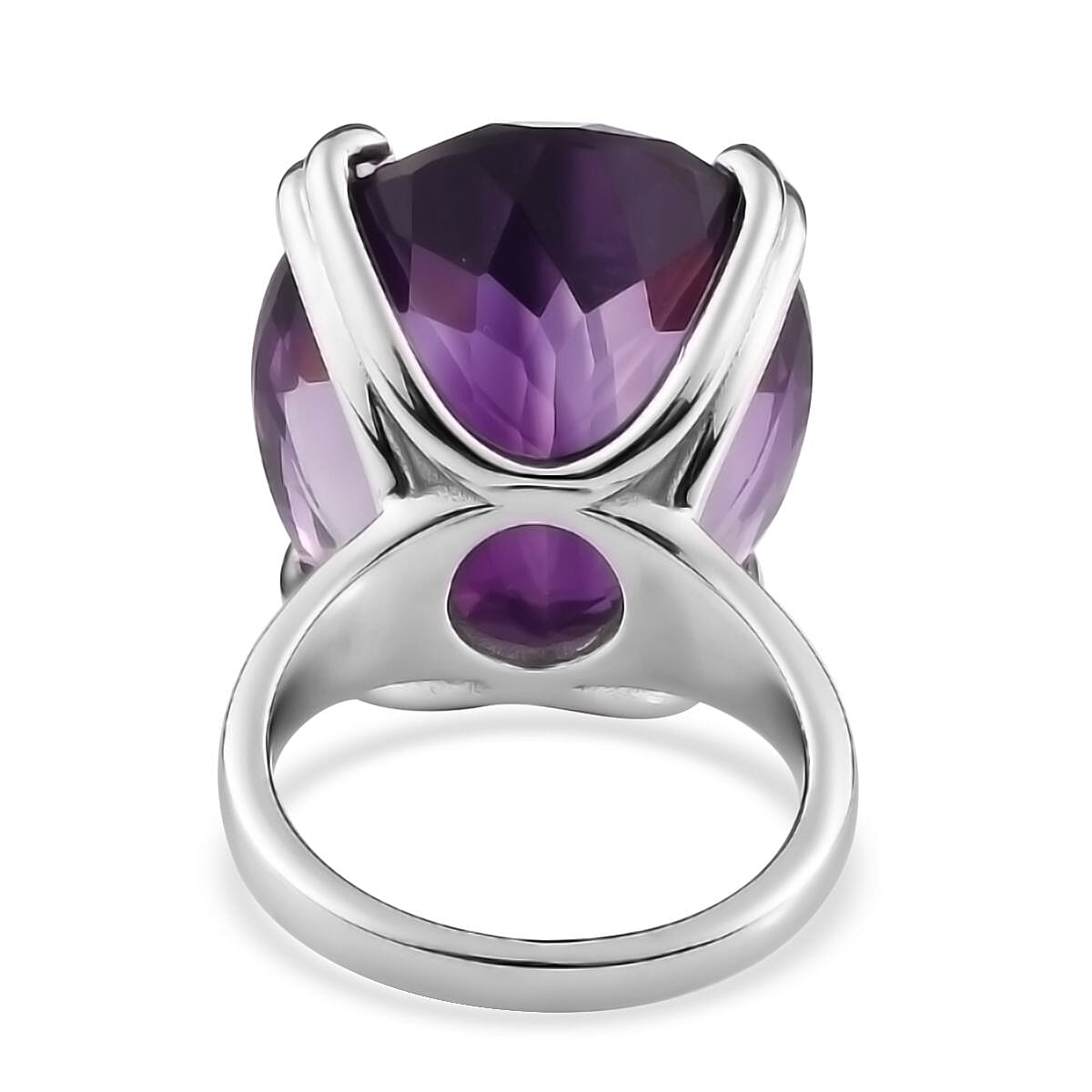 D'Joy African Amethyst 50.50 ctw Solitaire Ring in Platinum Over Sterling Silver (Size 9.0) image number 5