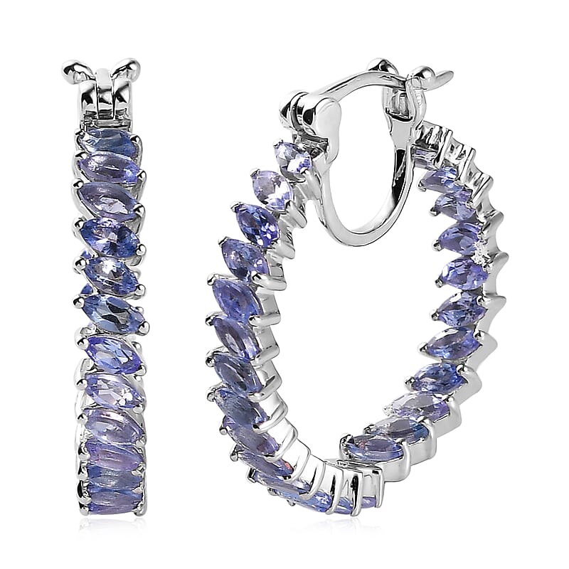 Karis Tanzanite Inside Out Hoop Earrings in Platinum Bond 3.50 ctw