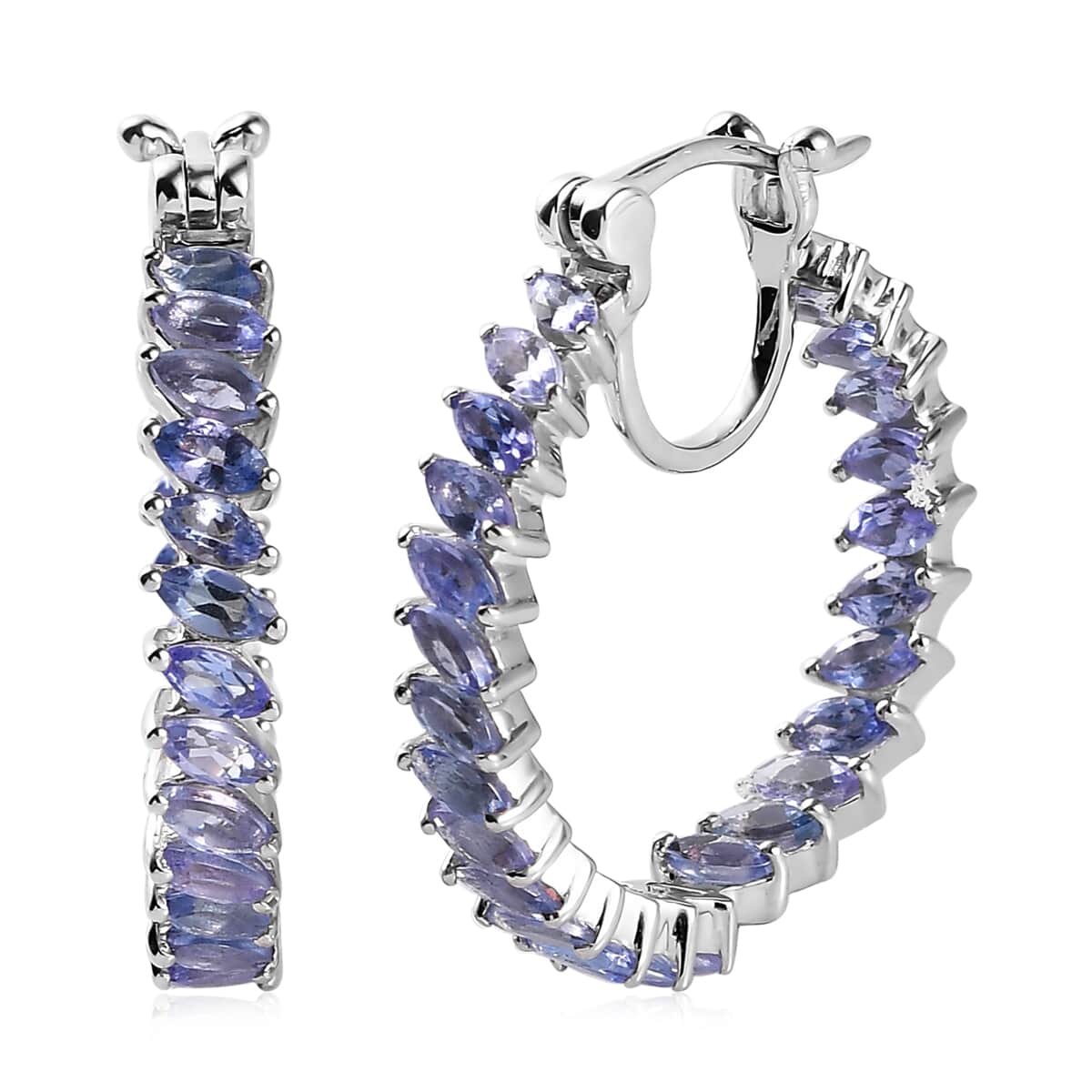 Karis Tanzanite Inside Out Hoop Earrings in Platinum Bond 3.50 ctw image number 0