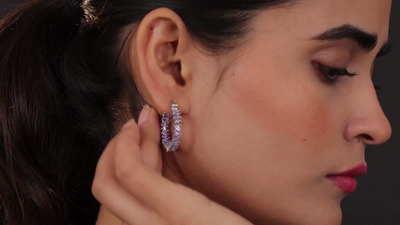 Karis Tanzanite Inside Out Hoop Earrings in Platinum Bond 3.50 ctw