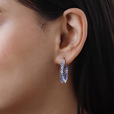 Karis Tanzanite Inside Out Hoop Earrings in Platinum Bond 3.50 ctw